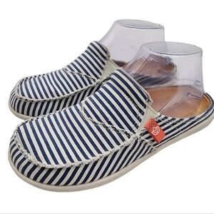 Spenco Siesta Montauk Casual Blue Stripe Canvas Comfort Slides Slip On…
